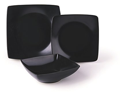 Excelsa Eclipse - Juego de platos de cerámica de 18 piezas, color negro