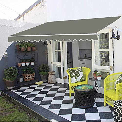 Green Bay Grey 4m x 3m Patio Awning Manual Garden Canopy Sunshade Retractable Shelter Outdoor Shade