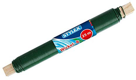 Stylex 40714 - Wickeldraht grün, ca. 25 m x 0,7 mm auf Holzstäbchen gewickelt, vielseitig einsetzbar zum Basteln, für floristische Arbeiten wie Gestecke, Kränze, uvm.