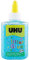 UHU Glitter Glue - Idéale loisir créatif, formule adaptée pour les enfants, lavable, bleu, bouteille de 88,5ml
