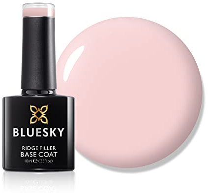 BLUESKY Ridge Filler Base Coat, MB08, Pale Pink, Gel Nail Polish, Rubber Base Gel, 10ml