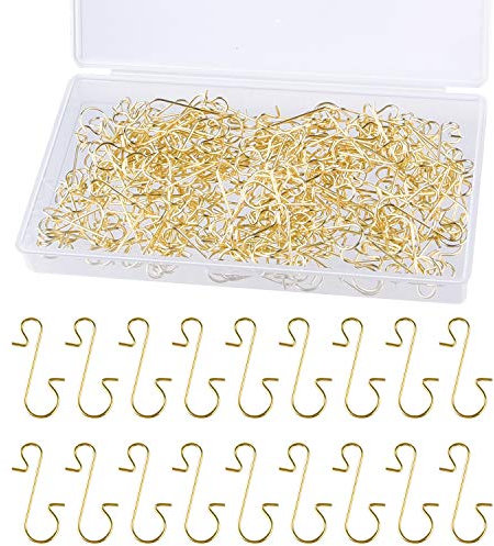 FEPITO Weihnachten Ornament Haken Kleiderbügel, Edelstahl Weihnachten Ornament Kleiderbügel Perfekt für Art Craft Christbaumschmuck (Gold-200pcs)