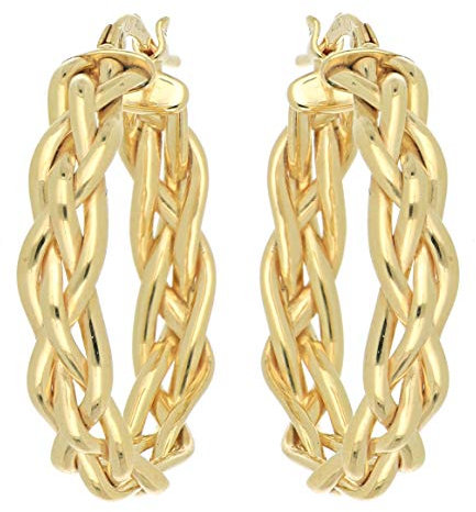 DelPia, Créoles Tresse en Or 18 carats et Argent Sterling 925 (20mm)