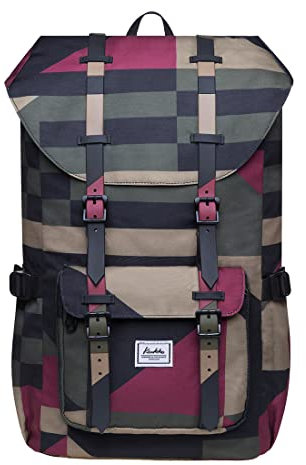 KAUKKO Rucksack Damen Herren Schön und Durchdacht Daypack mit Laptopfach für 14 Zoll Notebook für Schule, Uni, 21L, Tarnung-EP5-21
