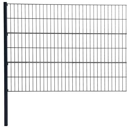 ESTEXO Doppelstabmattenzaun Gitterzaun Drahtgitter Garten-Zaun Stabmattenzaun Pfosten Zaunset Komplett-Set Erweiterungs-Set oder einzelne Pfosten oder Eckpfosten (RAL 7016 / Erweiterungs-Set 120 cm)