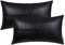 BRAWARM Lendenkissenbezüge aus Kunstleder, 30,5 x 50,8 cm, schwarz, 2 Stück, handgenäht, dekoratives Dekokissen für Couch, Sofa, Bett, Wohnzimmer, Zuhause, Garten
