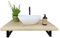 Natural Goods Berlin Waschtischplatte Eiche Aufsatz-Waschbecken Baumkante Echtholzbohle Naturkante Massivholz Design Waschtisch schwebend Wandmontage Badezimmer Holzplatte (B80 x T50cm, Schwarz)