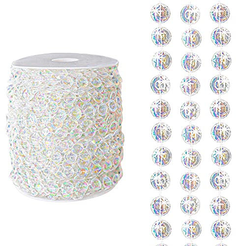 CattleyaHQ Acryl Perlen Rollen 30M,Kristall Perlen Vorhänge Stränge, Kristallperlen Girland,hängendes Ornament für Zuhause, Hotel, Hochzeit, Party, Tür, Fenster Dekoration