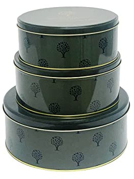 Bags of Ethics Set of 3 Round Tins Printed Cake Tin Storage Container for Cakes Pastries Biscuits & Snacks