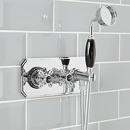 MILANO Thermostatic Mixer Valve Hand Shower Chrome Black