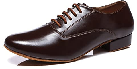 MINITOO Junge Herren Tanzschuhe Standard Latein Ballsaal Schuhe Tango Salsa Tanze Schuhe L533 Coffee EU 41.5