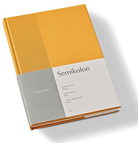 Semikolon 368720 - Notizbuch Natural Affair A5 blanko - 176 Seiten, cremeweißes Papier - Lesezeichen - Golden Hour