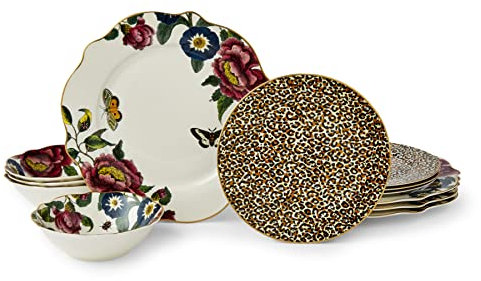 Spode Creatures of Curiosity - Vajilla de porcelana fina (12 piezas, oro de 22 quilates)