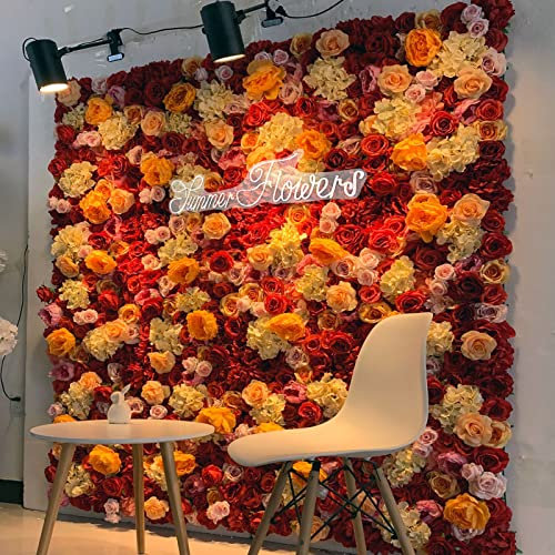 BTAISYDE VKünstliche Blumen Wandpaneele, Rose Wand Gefälschte Blumenplatte Hintergrund Home Hochzeit Garten Party Hintergrund Wanddekor,Red