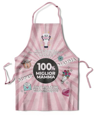 KAÏDENSÏ Idea Regalo Festa della Mamma Originale - Grembiule alla Mamma Migliore del Mondo - Grembiule Cucina Mamma - Idee Regali Divertenti Mamma Figlia Figlio