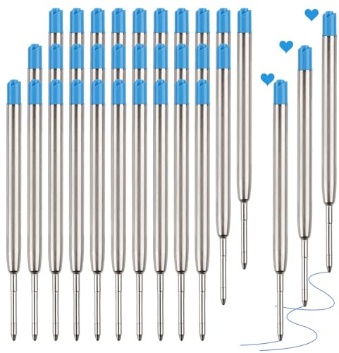 Kugelschreiberminen 30 Stück, Metall Kugelschreiber Ersatzminen 1.0mm Strichstärke, Großraumminen Kugelschreiber-minen für Büro, Geschäft, Schule und Zuhause, Schwarz/Blau/Rot