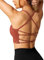 ZAAYO Damen Gym BH Gepolstert Crossback Fitness Sport Bra Abnehmbarer Brustpolster Yoga Tops Gestrickte Nahtlose Sportbekleidung Rust Red X-Large