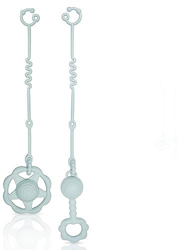 Kinderwagenkette Sicherheitsgurt Cup Catcher Baby 2 Stück 100% Silikon,Schnullerkette Spielzeughalter für Kinderwagen& Buggy,Baby Autositz,Trinkbecher Halter,Baby Spielzeug Befestigung.(grau)