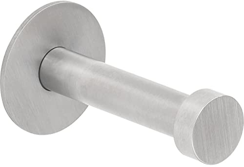 ALLES IM GRIFF Wandhaken Pirwa 1 - Kleiderhaken Wand einzeln - Garderobenhaken mit Grundplatte Tiefe 52mm, Edelstahl gebürstet