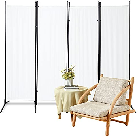 Vigevee paravent raumteiler innen 200 * 170cm sichtschutz Balkon Tragbar trennwand Anthrazit spanische Wand 4 Teilig raumtrenner ohne Bohren Beige