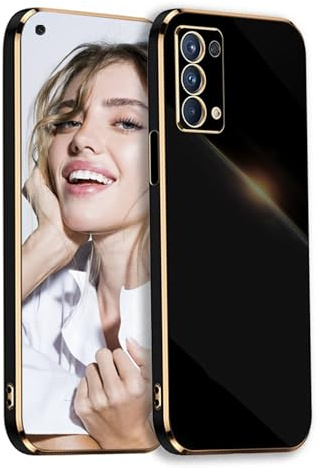 POUHYE Coque pour Oppo A74 5G / A54 5G /A93 5G Étui, Galvanisé Silicone Case Antichoc Anti Rayures Souple TPU Cover Housse Légère Protection Caméra Coque pour Oppo A74 5G / A54 5G /A93 5G Noir