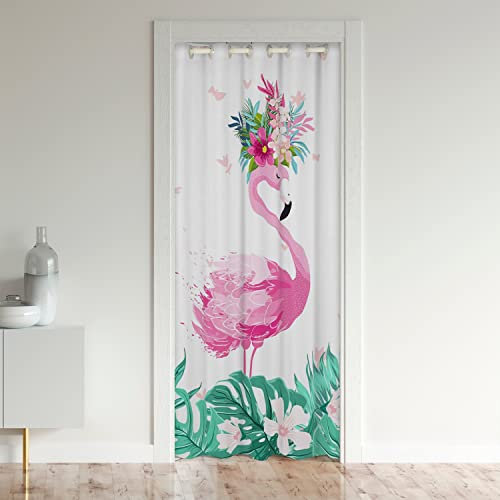 Loussiesd Flamingo Türvorhang 150x203cm für Tür Privatsphäre Tropical Flamingo Schrank Vorhang für Innentür Raumteiler Tier Raum Verdunkelung Isolierter Wärmevorhang
