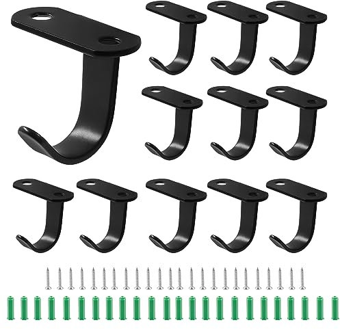 Murtenze 12 ganci da soffitto in acciaio inox, resistenti sotto il ripiano per asciugamani, per bagno e cucina, nero opaco