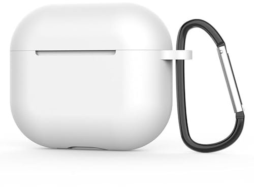 Airpods 3. Generation: Apple Airpods-Hülle der 3. Generation, weiche Silikon-Schutzhülle mit Schlüsselanhänger-Haken, wasserdichte 3. Generation, Airpods-Schutzhülle mit Staubstecker (weiß)