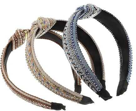 POPETPOP 3stücke Breites Strass-haarband Mit Perlen Und Pailletten Kopfschmuck Für Damen Für Hochzeiten Partys Und Alltag