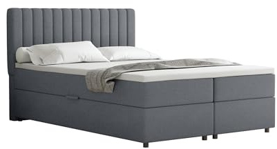 PANDA MÖBEL Homesy Everest Boxspringbett 180 x 200 cm Doppelbett mit hochwertiger Bonell-Matratze incl Topper, Polsterbett mit Bettkasten, Schlafzimmer, Bequem, Modern, Stilvoll
