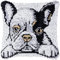 French Bulldog Latch Hook Kits Pillow DIY Rug Crochet Hook Rug Cushion Making Kits with Preprinted Pattern Canvas Easy Starter Christmas Adorment Hooking DIY Kits 43x43cm(d65)