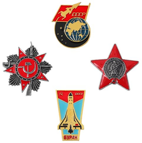 4 Pezzi Dpilla, Pin Stella Simbolo, Stella Falce e Martello Emblema, per Vestiti Borse Giacche Gioielli Accessori