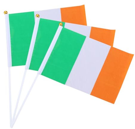 12 Stk Stockfahne irische Flagge klein St. Patricks Day Handzeichen-Flagge Flaggen Mini-Flagge handgehaltene kleine Fahnen Handheld handschwenkende flagge Irland Banner Requisiten