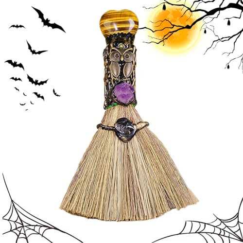 Qumiuu Escoba de Natural con Forma de corazón, Adornos de Escoba de Bruja para decoración del hogar, decoración del hogar, decoración del hogar, Coche, etc