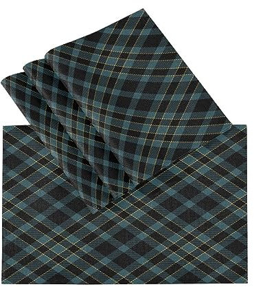 Set di 4 tovagliette in tartan scozzese, resistenti al calore, lavabili, per cucina, sala da pranzo, tavolo, 45,7 x 30,5 cm