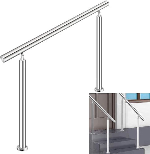 Edelstahl-Handlauf, Außengeländer, Treppengeländer, Geländer, verstellbarer Winkel, Sicherheits-Haltegriff, Bodenmontage, Innengeländer für Treppen, Veranda, Garten, Hauseingang, Brüstung ( Farbe : He