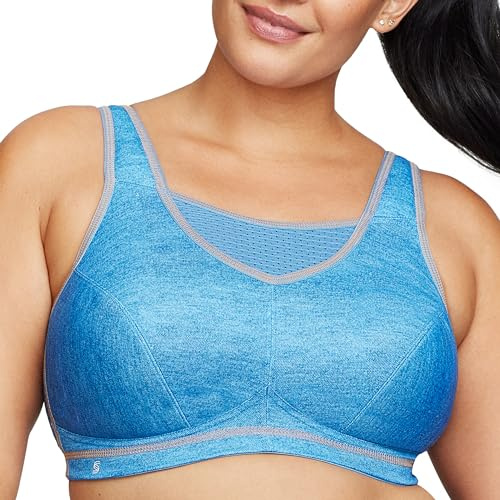 Glamorise Women's Bustier mit bestem Halt Ohne Bügel #1067 Sports Bra, Opaque, Helles Denim, 34E