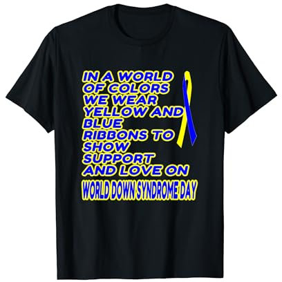 Support & Love: Blaue und gelbe Bänder - Down-Syndrom T-Shirt