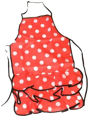 aries boutique (GRANDE BLANCO) T2 Delantal de Cocina Estilo Flamenco, Rojo y blanco, Bailaoras de Sevillanas,