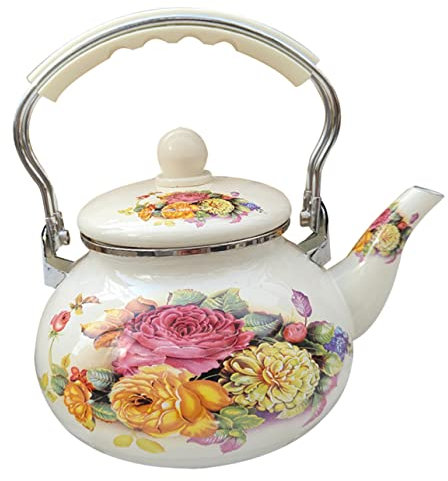 LeGDOr 1 Tetera de Acero Inoxidable para té Suelto, hervidor de Agua, Estufa, Tetera portátil, Tetera de Metal, cafetera, Tetera de Metal con infusor, Tetera esmaltada, Jarra, Estufa de Gas, Tetera