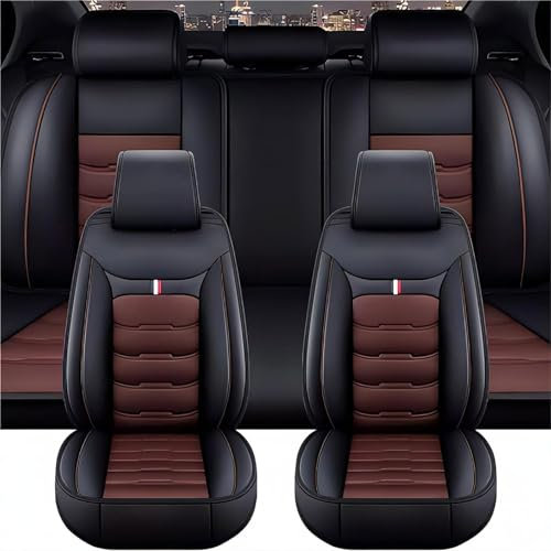 ULLIAN Sitzbezüge Leder für Ford Ranger Wildtrak 2016-2023, Allwetter wasserdichte Autositzschoner, Abnehmbares Leder Autositzbezüge, Autozubehör, C/Black-Coffee