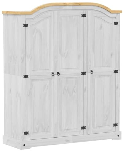 vidaXL Kleiderschrank, Garderobenschrank mit Stauraum Metallgriff, Hochschrank für Schlafzimmer, Dielenschrank, Modern, Massivholz Kiefer