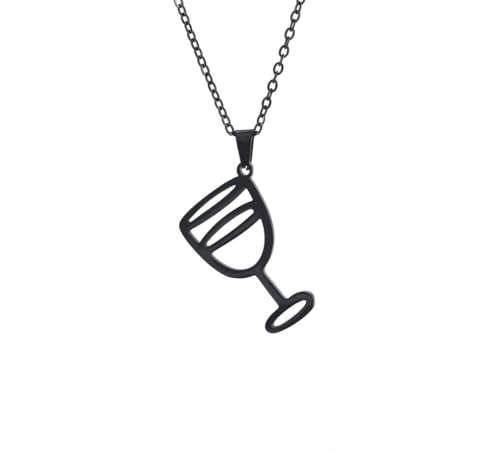 Caiduoduo Weinglas Anhänger Halskette für Frauen Edelstahl Champagner Flasche Choker Halskette Schmuck Wein Liebhaber Party Geschenk
