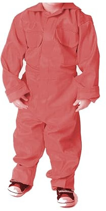 IBEX Unisex Kids Boiler Suit, Dungarees, and Overalls | Halloween Fancy Dress Coverall for Toddlers & Children, Red, 1-2 Years (20)