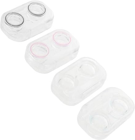 Healvian 4pcs Small Storage Box Contact-Lens Box Portable Lens Carrier Cases in Bulk Contacts-Lens Case for Travel Use Random Style