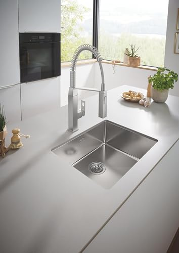 GROHE Eurocube Professional Tap & K700 Kitchen Sink Stainless Steel, Chrome, 50x40x20 cm, Undermount, Modern Style