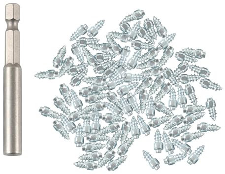 XIAOXIAOYU Chiodi da neve per pneumatici, Chiodi per pneumatici per ghiaccio e neve - Tacchetti per pneumatici con punte per pneumatici - 100 chiodini per pneumatici, chiodi da neve, chiodini