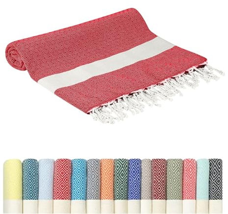 Flora Furora Saunahandtuch Saunatuch Damen + Herren, Hamamtuch groß 100x200 XXL: lang, platzsparend, leicht | Sauna Handtuch, Wellness Spa Tuch (Rot, 200 x 200 cm)