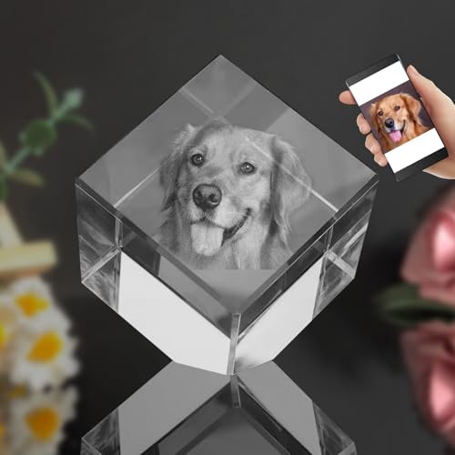 Foto de Cristal 3D, Marco de Foto de Cristal Personalizado Cubo, Regalo Personalizado Grabado con su Propia Foto, Regalos Personalizados de Navidad, Papá, Mamá para Mujeres, Hombres, Mamá, Papá