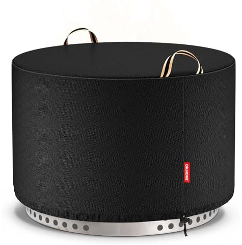 QH.HOME for Solo Stove Yukon 27 100% Waterproof Smokeless Fire Pit Cover | Fire Pit Cover Round 28D x 17H Fits for Gas Fire pit/Table/Bowl, 600D Fade & Tear resistant with Drawstring for Windproof